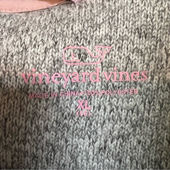 VINEYARD VINES Girls' Heathered Gray Zip Front Fleece, XL - Picture 9 of 11